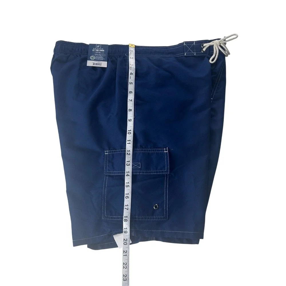 George Mens Navy Blue Cargo Board Shorts Swim‎ Trunks Quick Dry Large 36-38 NEW